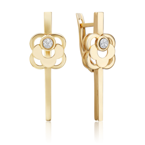 Серьги с английским замком из комбинированного золота с бриллиантами 02-5028-00-101-1121