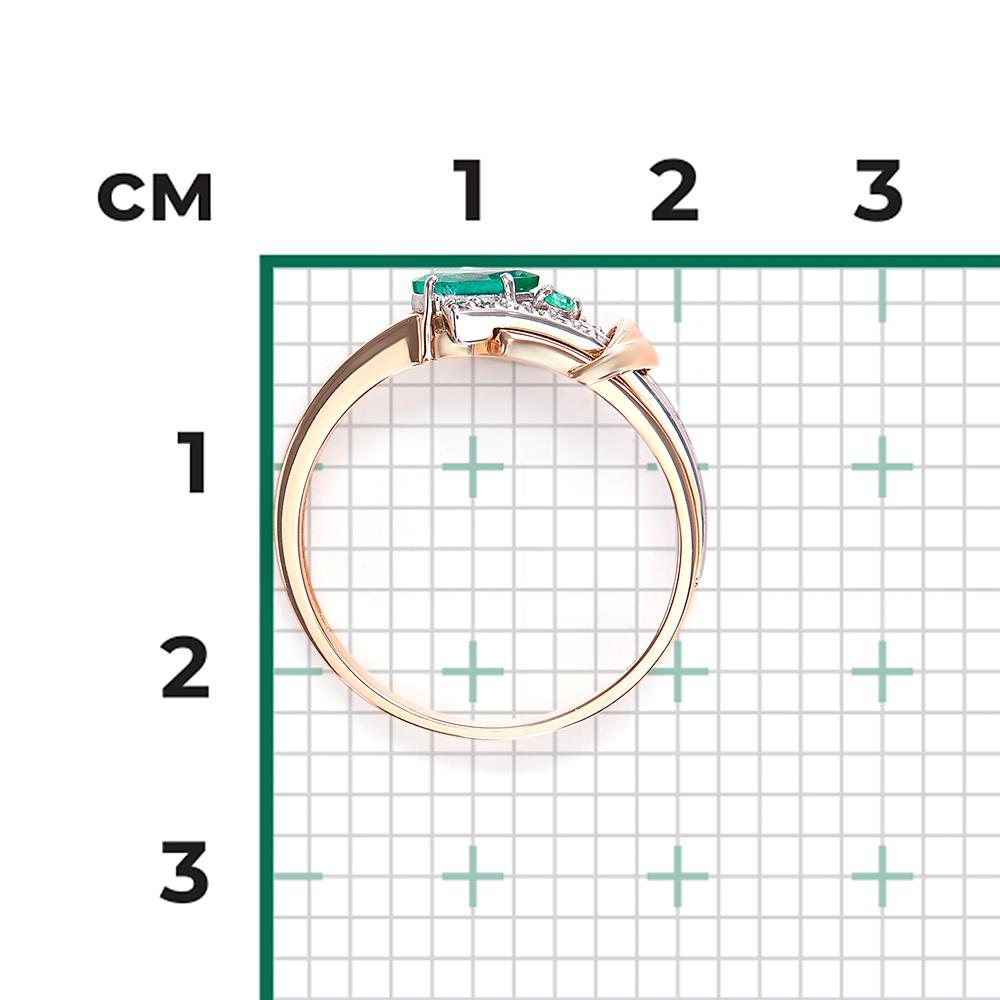Кольцо из комбинированного золота с изумрудами и бриллиантами 01-5727-00-106-1111