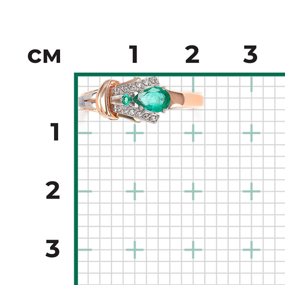 Кольцо из комбинированного золота с изумрудами и бриллиантами 01-5727-00-106-1111