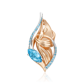 Брошь «Стихия Воды» из комбинированного золота с топазами 04-0287-00-201-1111