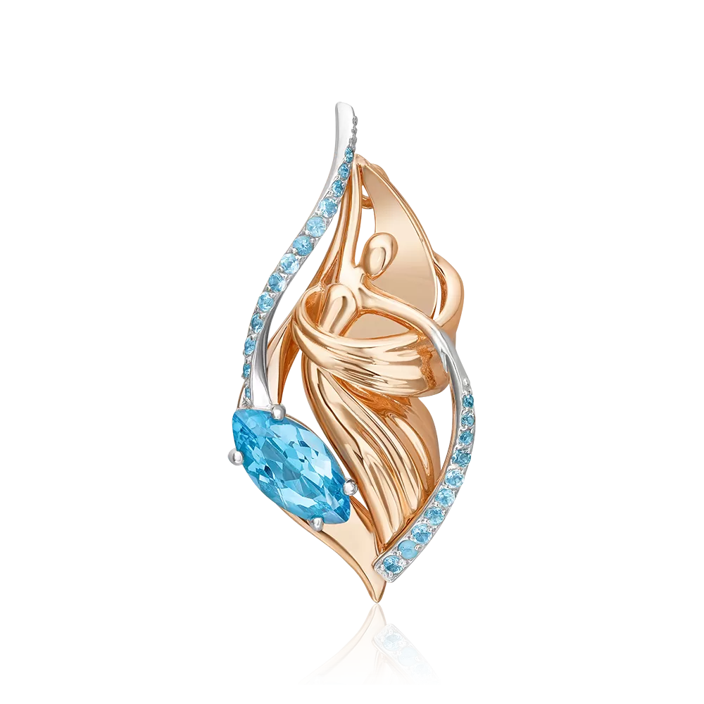 Брошь «Стихия Воды» из комбинированного золота с топазами 04-0287-00-201-1111