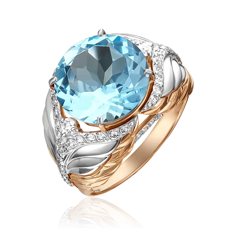 Кольцо из комбинированного золота с топазом и натуральными топазами white 01-5415-00-201-1111-46