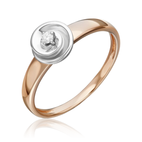 Кольцо из комбинированного золота с бриллиантом 01-5804-01-101-1111
