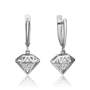 Серьги «Бриллианты» с английским замком из белого золота с фианитом 02-4511-00-501-1120-38