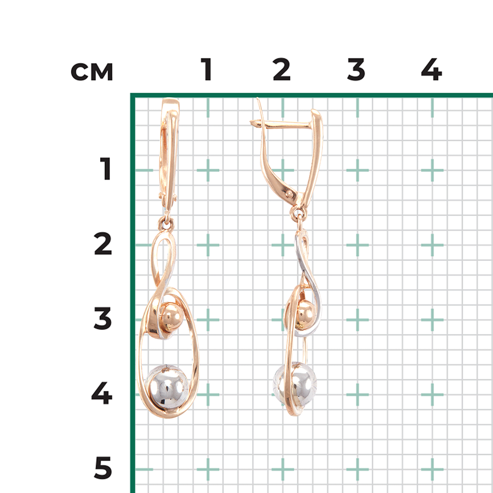 Серьги с английским замком из комбинированного золота 02-4273-00-000-1111-42