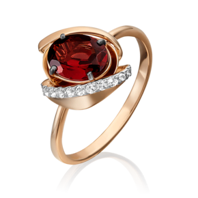 Кольцо из красного золота с гранатом и натуральными топазами white 01-5319-00-264-1110-57