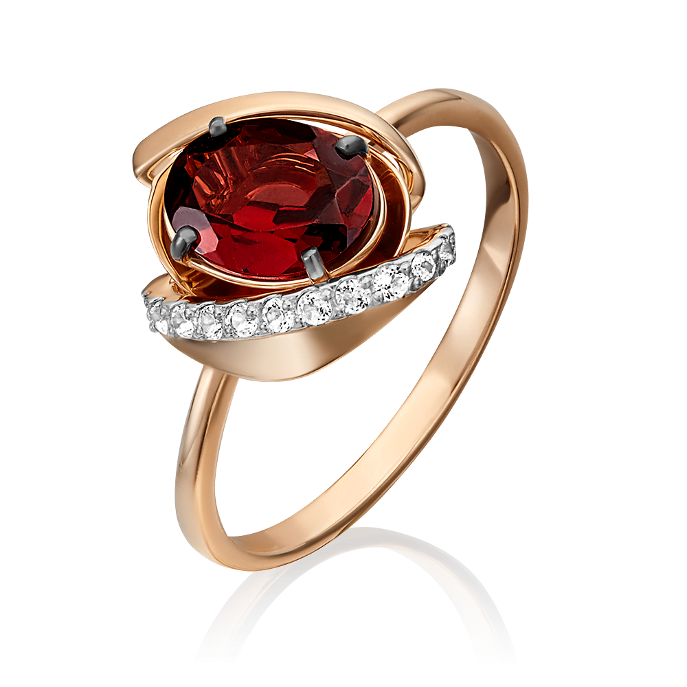 Кольцо из красного золота с гранатом и натуральными топазами white 01-5319-00-264-1110-57