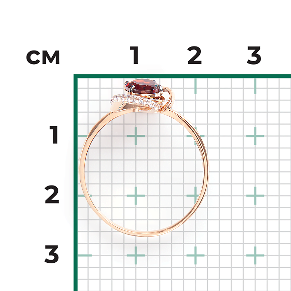 Кольцо из красного золота с гранатом и натуральными топазами white 01-5319-00-264-1110-57