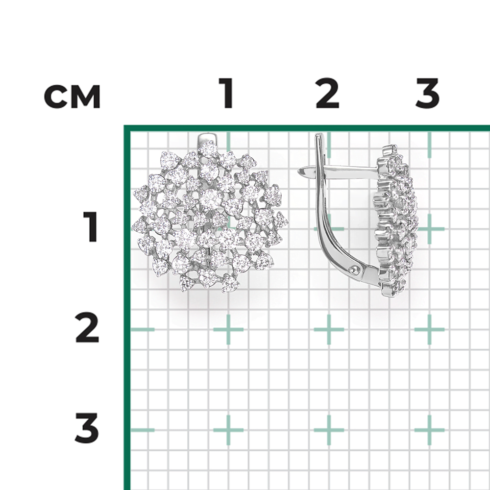 Серьги с английским замком из серебра с фианитами 02-0669-00-401-0200
