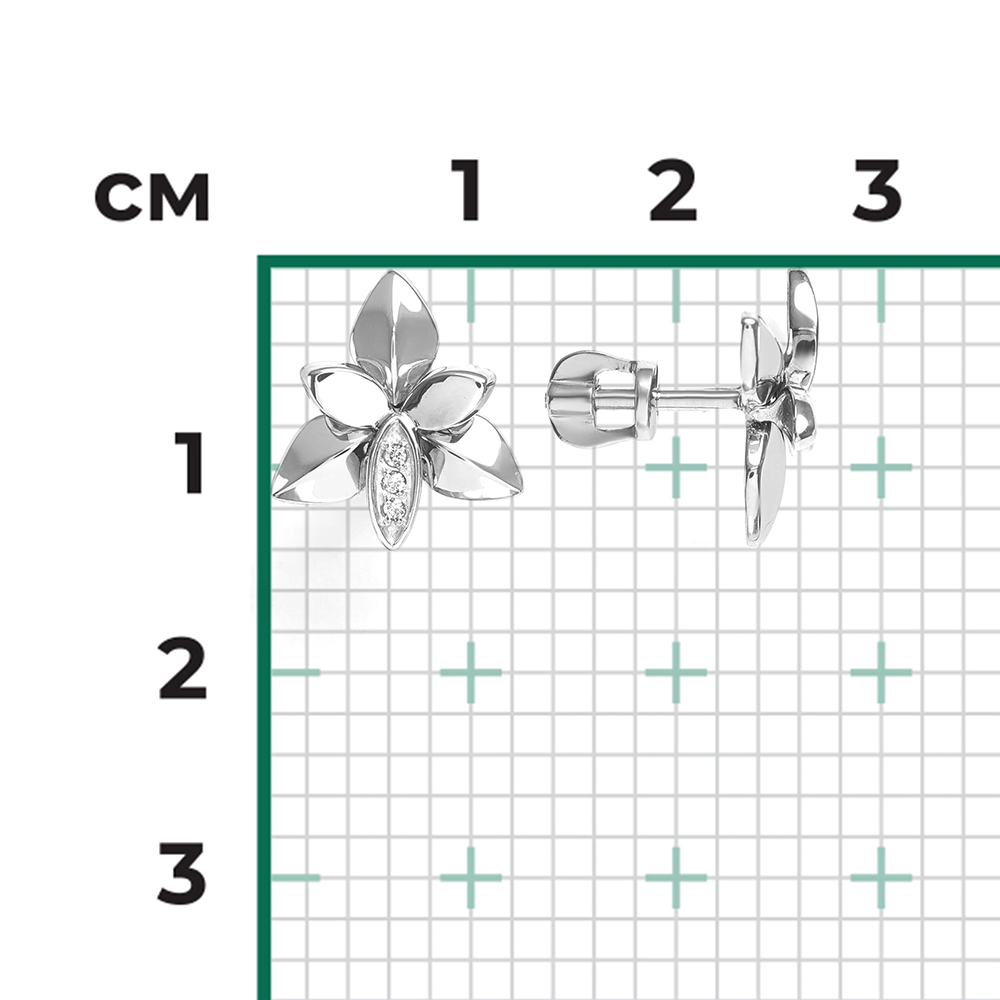 Серьги-пусеты из белого золота с бриллиантами 02-4993-00-101-1120