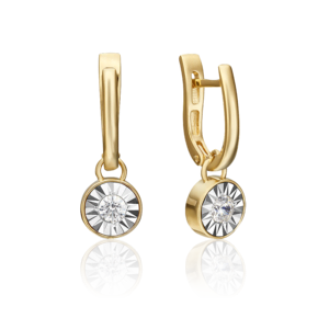 Серьги с английским замком из комбинированного золота с бриллиантом 02-4531-00-101-1121-30