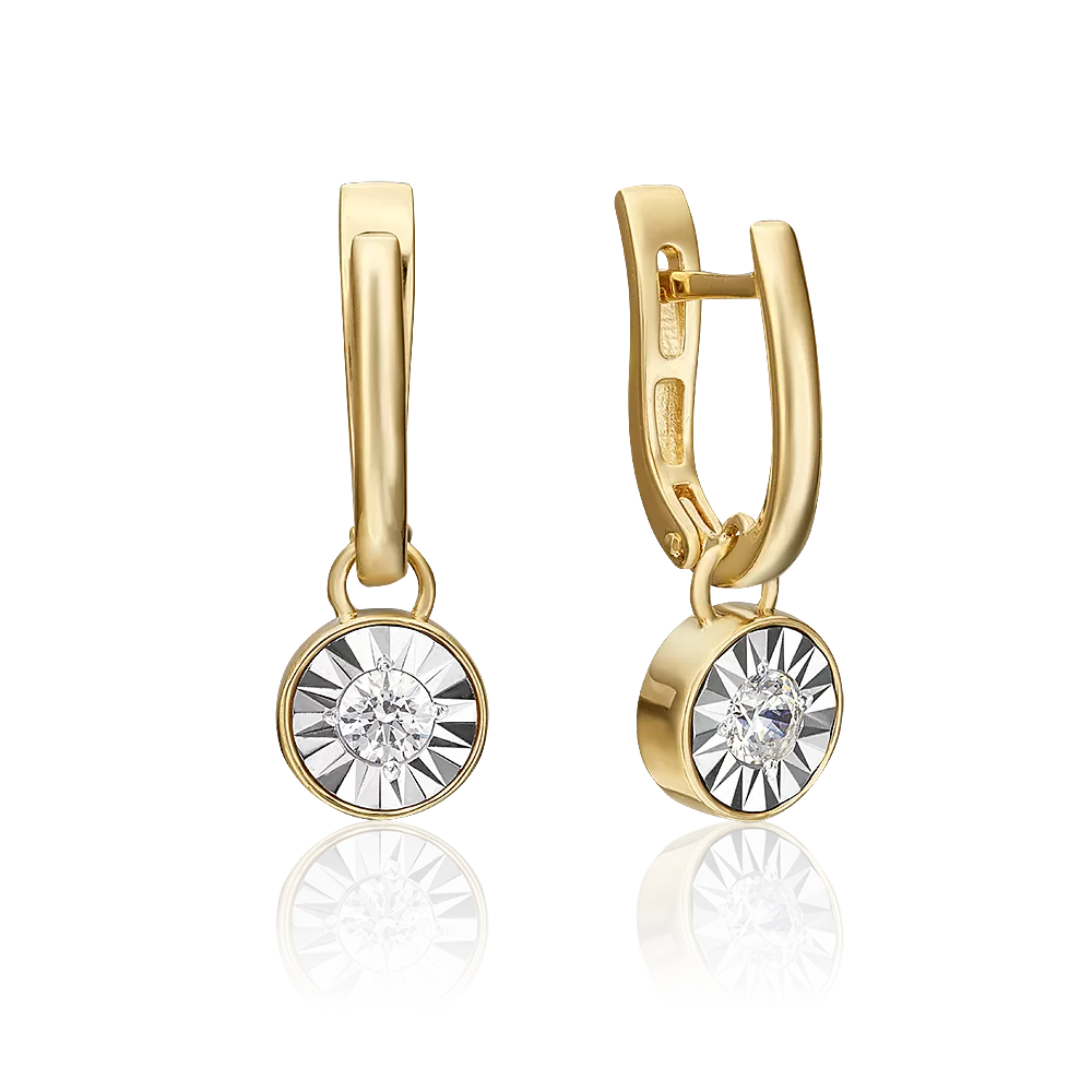 Серьги с английским замком из комбинированного золота с бриллиантом 02-4531-00-101-1121-30