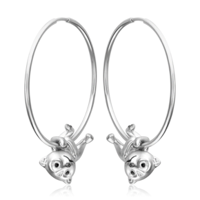 Серьги-конго «Белые медведи» из серебра с эмалью 02-5156-00-000-0200