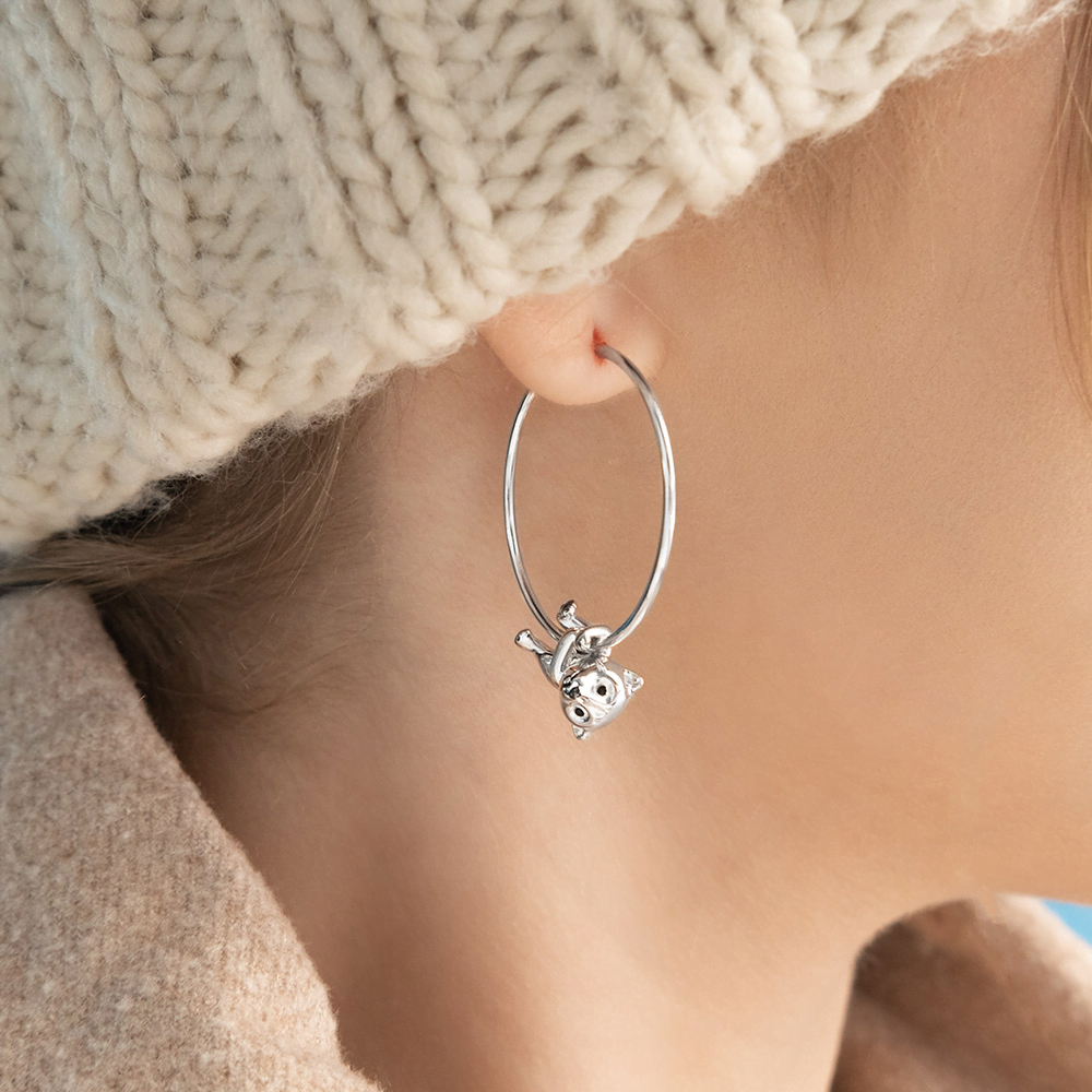 Серьги-конго «Белые медведи» из серебра с эмалью 02-5156-00-000-0200