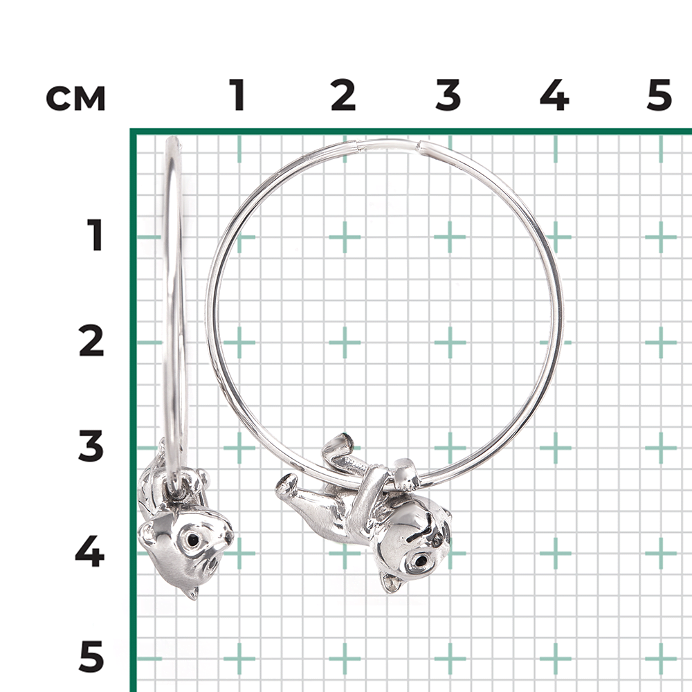 Серьги-конго «Белые медведи» из серебра с эмалью 02-5156-00-000-0200