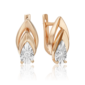 Серьги с английским замком из комбинированного золота с бриллиантом 02-5251-00-101-1111