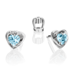 Серьги-пусеты «Сердца» из белого золота с топазом 02-4402-00-201-1120-57