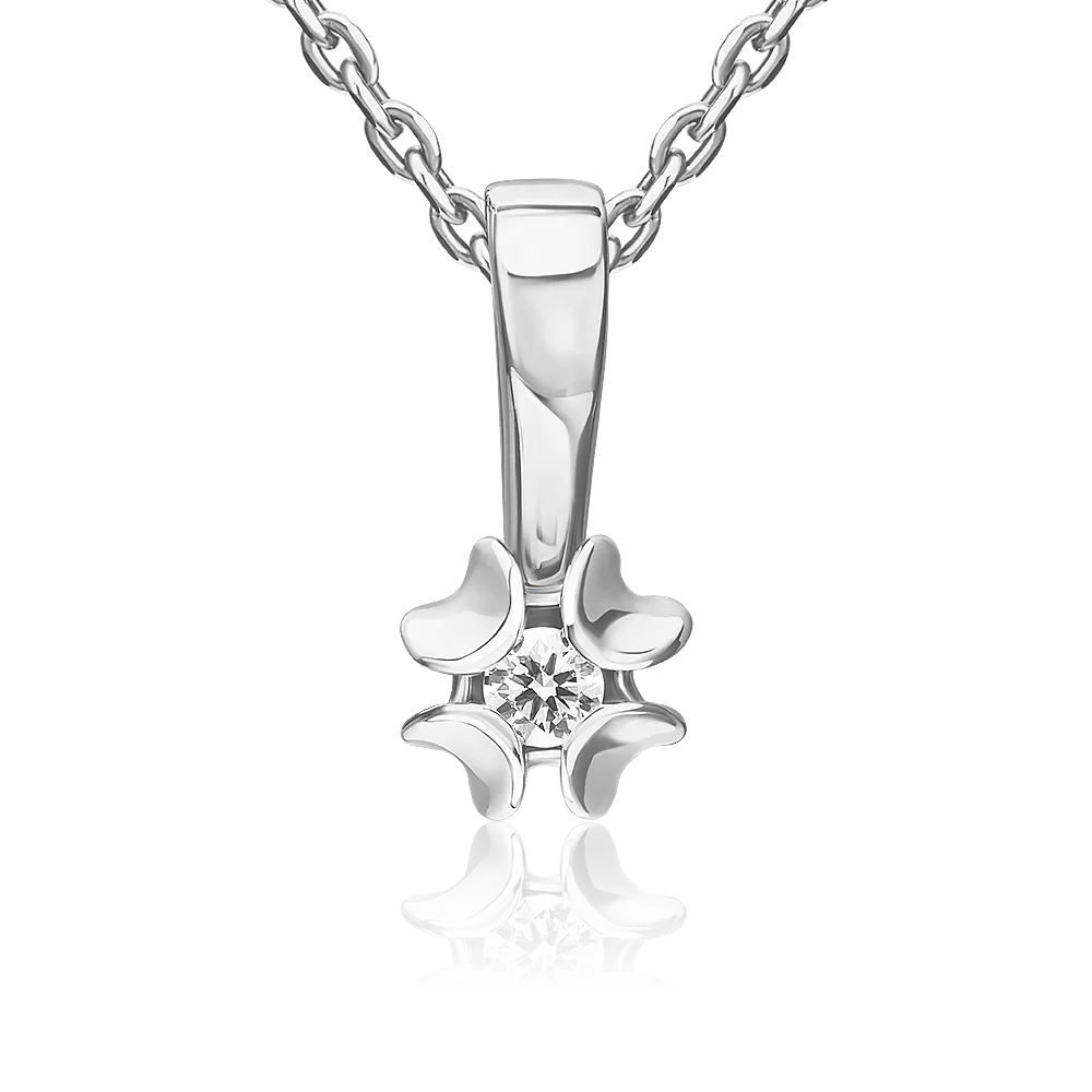 Подвеска из белого золота с бриллиантом 03-3525-00-101-1120