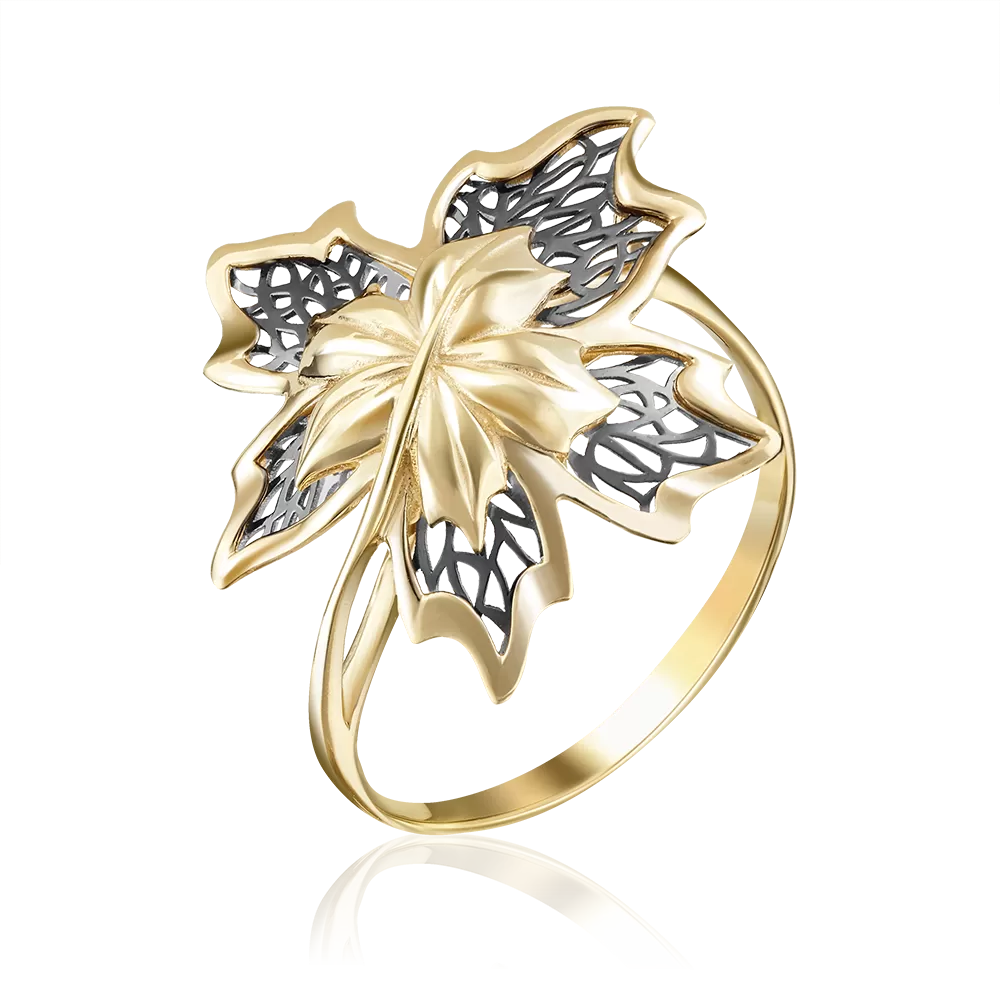 Кольцо «Кленовый лист» из лимонного золота 01-4861-00-000-1130-65