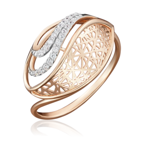 Кольцо из красного золота с фианитами 01-4889-00-401-1110-65