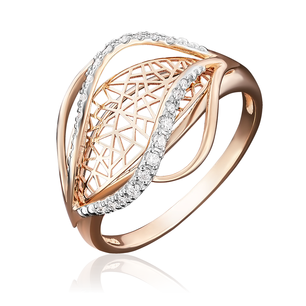 Кольцо из красного золота с фианитами 01-4896-00-401-1110-65