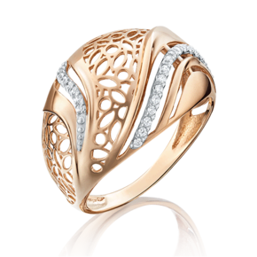Кольцо из красного золота с фианитами 01-4911-00-401-1110-65