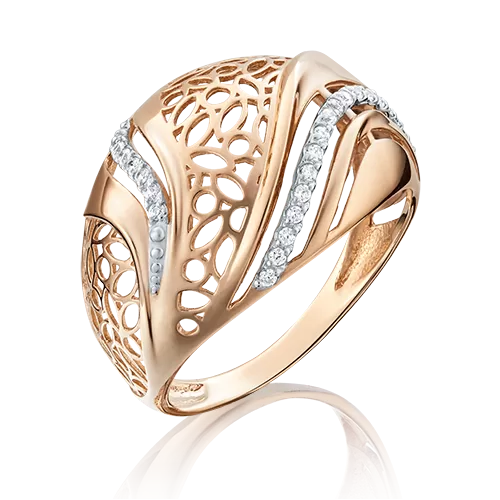 Кольцо из красного золота с фианитами 01-4911-00-401-1110-65