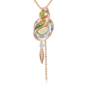 Подвеска «Преображение» из комбинированного золота с миксом камней и эмалью 03-3301-00-221-1140