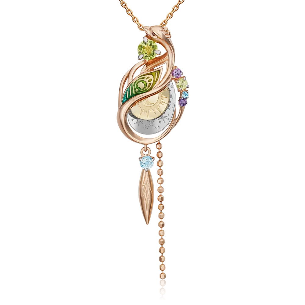 Подвеска «Преображение» из комбинированного золота с миксом камней и эмалью 03-3301-00-221-1140