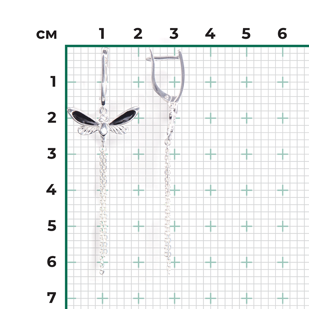 Серьги «Стрекозы» с английским замком из серебра с эмалью 02-4670-00-000-0200-71