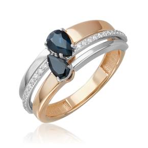 Кольцо из комбинированного золота с сапфирами и бриллиантами