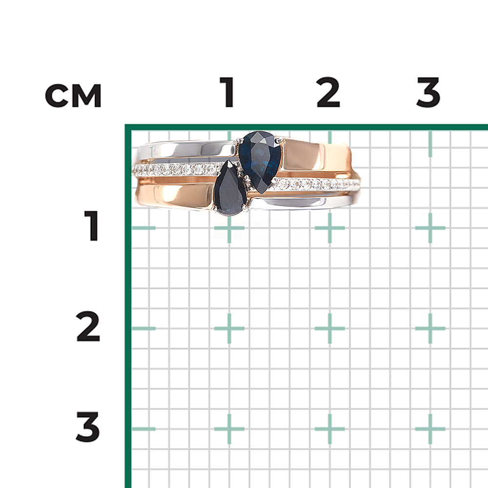 Кольцо из комбинированного золота с сапфирами и бриллиантами 01-5759-00-105-1111