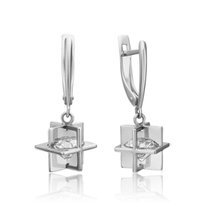 Серьги с английским замком из белого золота с фианитом 02-4464-00-501-1120-67