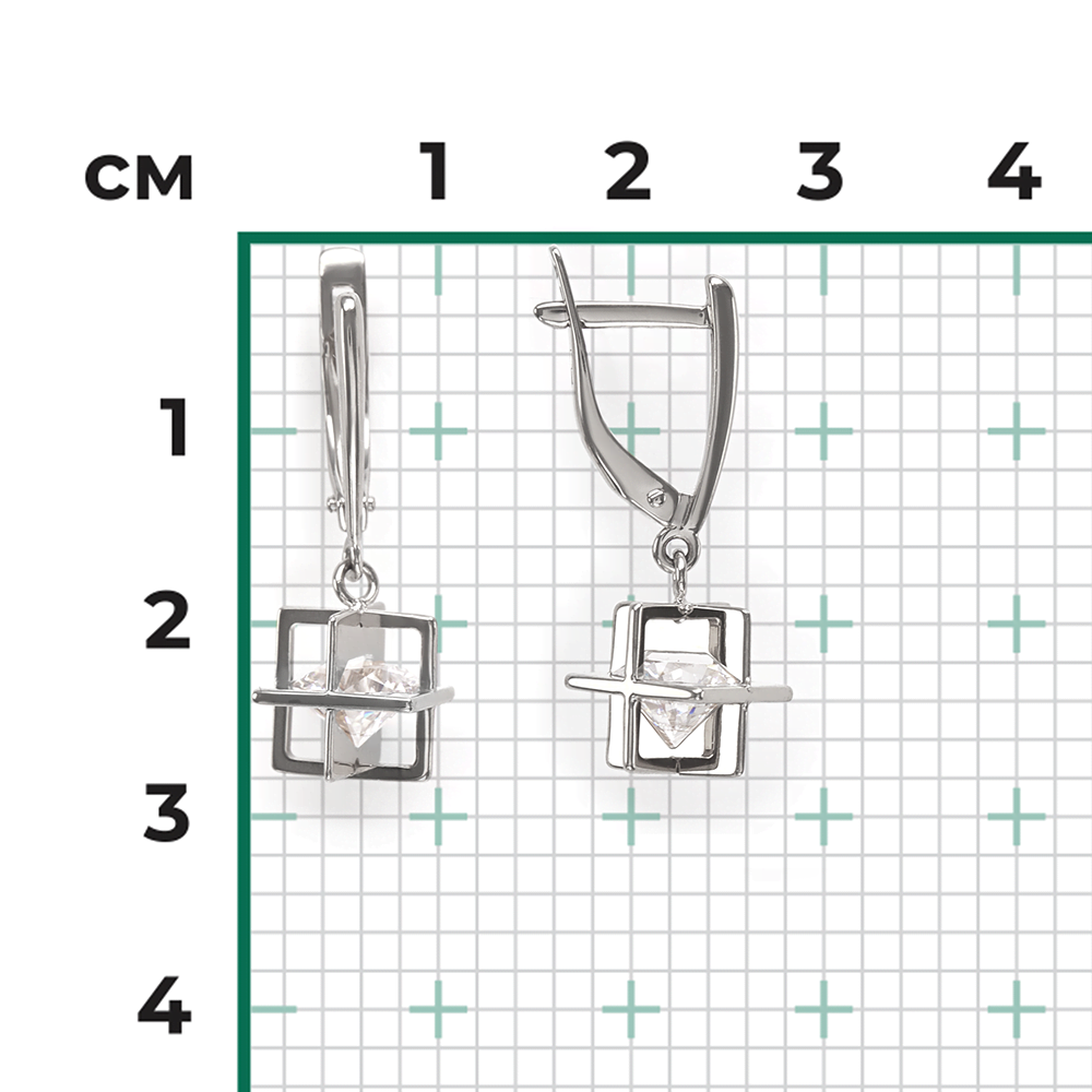 Серьги с английским замком из белого золота с фианитом 02-4464-00-501-1120-67