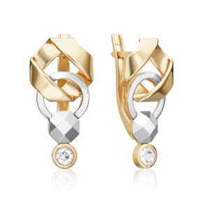 Серьги с английским замком из комбинированного золота с натуральным топазом white 02-5030-00-201-1121