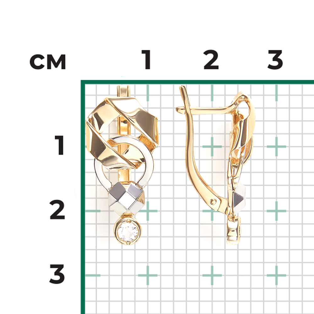 Серьги с английским замком из комбинированного золота с натуральным топазом white 02-5030-00-201-1121
