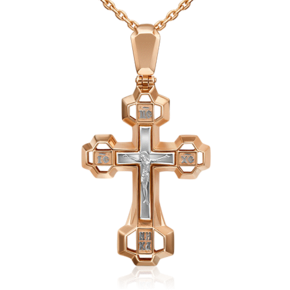 Православный крест из комбинированного золота 03-3154-00-000-1111-42