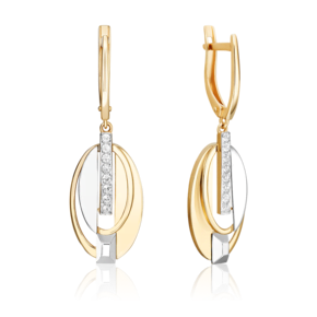 Серьги с английским замком из комбинированного золота с натуральными топазами white 02-5027-00-201-1121