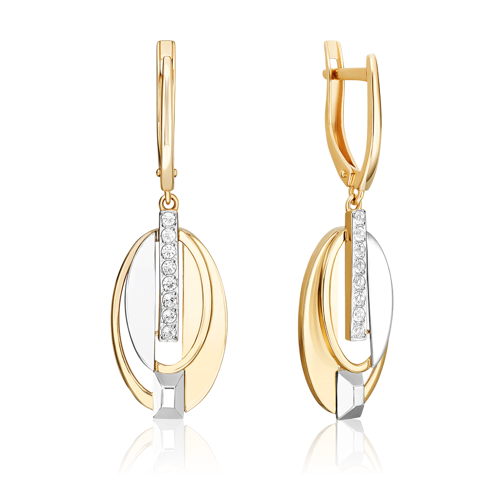 Серьги с английским замком из комбинированного золота с натуральными топазами white 02-5027-00-201-1121