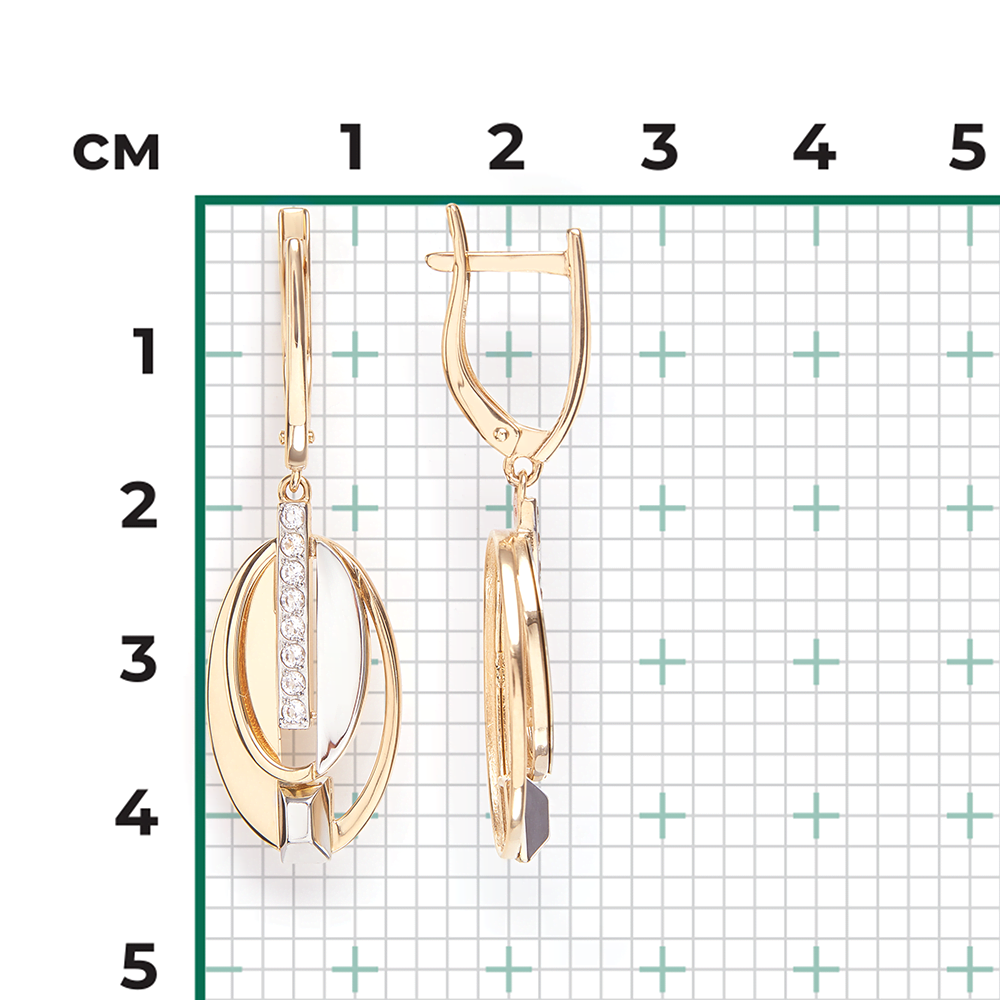 Серьги с английским замком из комбинированного золота с натуральными топазами white 02-5027-00-201-1121