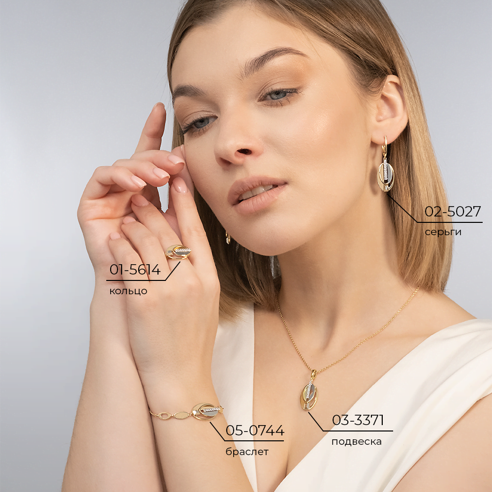 Серьги с английским замком из комбинированного золота с натуральными топазами white 02-5027-00-201-1121