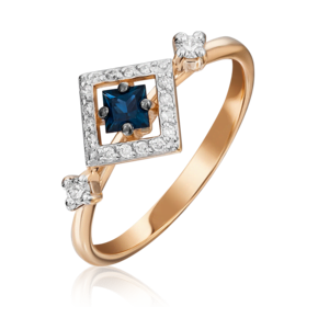 Кольцо из красного золота с сапфиром и бриллиантами 01-1467-00-105-1110-30