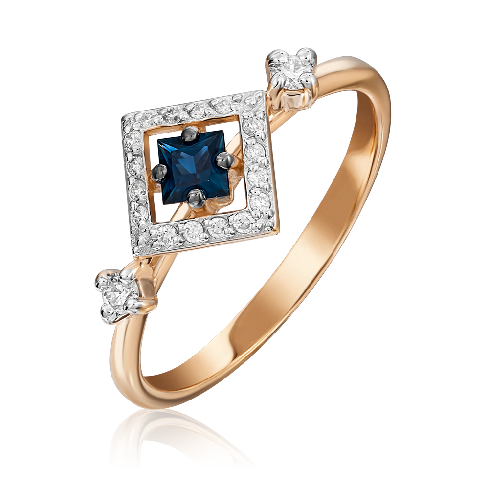 Кольцо из красного золота с сапфиром и бриллиантами 01-1467-00-105-1110-30