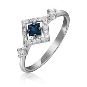 Кольцо из белого золота с сапфиром и бриллиантами 01-1467-00-105-1120-30