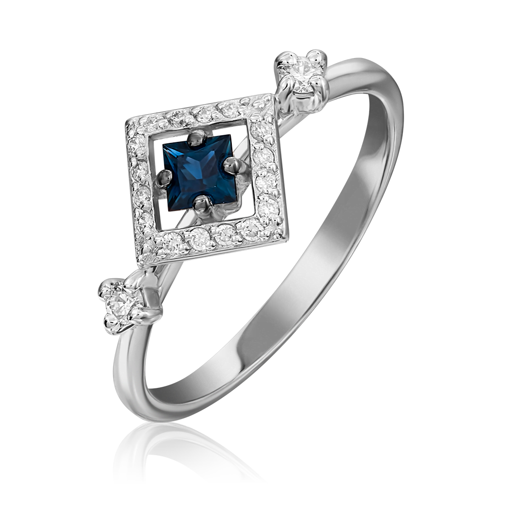 Кольцо из белого золота с сапфиром и бриллиантами 01-1467-00-105-1120-30