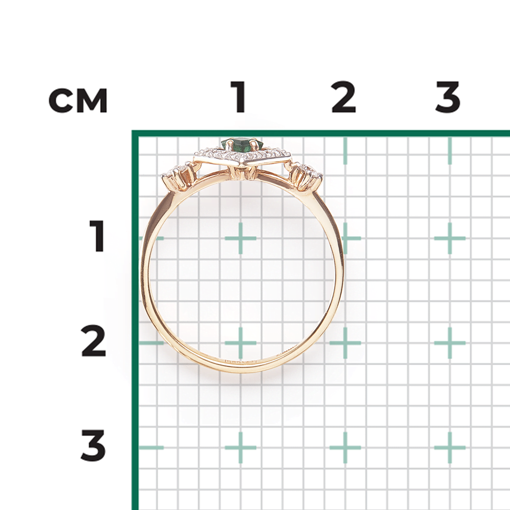 Кольцо из красного золота с изумрудом и бриллиантами 01-1467-00-106-1110-30