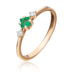 Кольцо из красного золота с изумрудом и бриллиантами 01-1468-00-106-1110-30