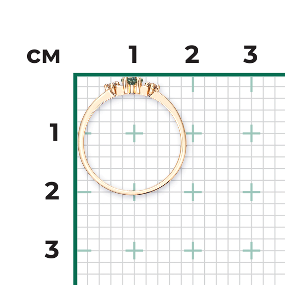 Кольцо из красного золота с изумрудом и бриллиантами 01-1468-00-106-1110-30