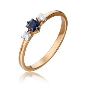 Кольцо из красного золота с сапфиром и бриллиантами 01-1469-00-105-1110-30