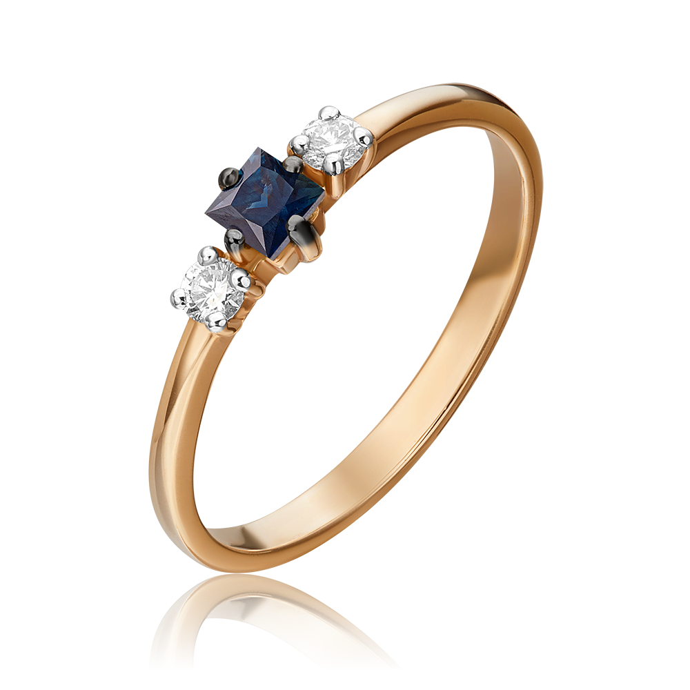 Кольцо из красного золота с сапфиром и бриллиантами 01-1469-00-105-1110-30